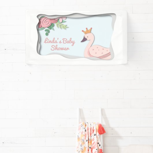 Elegante einfache Rosa Swan Princess Baby Dusche Banner (InSitu)