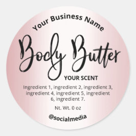 Elegante, einfache Rose Gold Body Butter Labels Runder Aufkleber