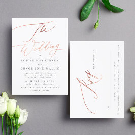 Elegante Einfache Rose Gold mit UAwg on Back Weddi Einladung