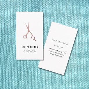 Elegante einfache Rose Gold Scheren Haarstylistin Visitenkarte