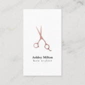 Elegante einfache Rose Gold Scheren Haarstylistin Visitenkarte (Vorderseite)