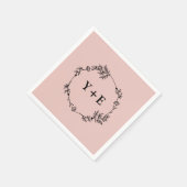 Elegante einfache Rose Mit Monogramm Hochzeit Serviette (Ecke)