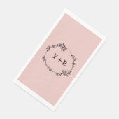 Elegante einfache Rose Mit Monogramm Hochzeit Serviette (Ecke)