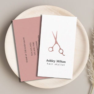 Elegante einfache Roségold-Schere Hairstylist Visitenkarte