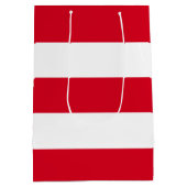 Elegante, einfache, rote Streifen Mittlere Geschenktüte (Rückseite)