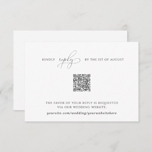 Elegante einfache Rsvp-Karte mit QR-Code Begleitkarte (Vorne/Hinten)