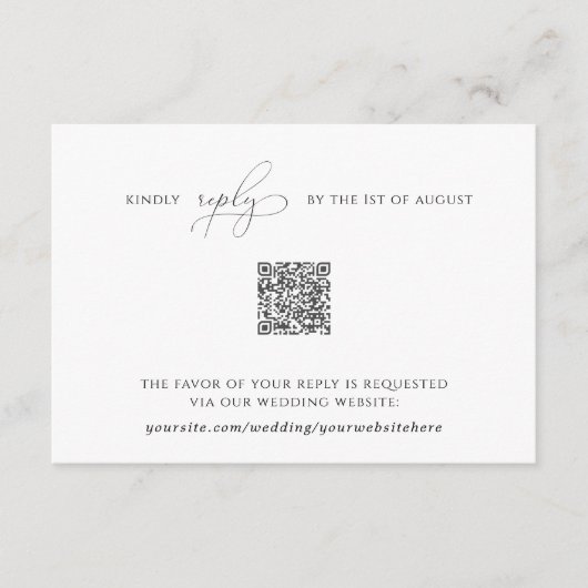 Elegante einfache Rsvp-Karte mit QR-Code Begleitkarte (Vorderseite)