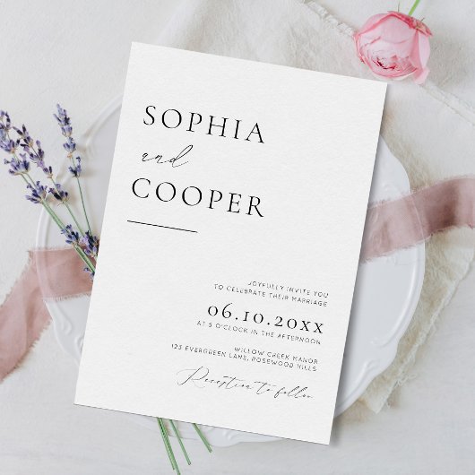 Elegante einfache rustikale Hochzeit Einladung