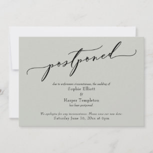Elegante einfache salbeigrüne Hochzeitsaufschubkar Einladung