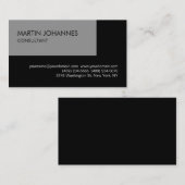 Elegante, einfache Schlichte Black Gray Business C Visitenkarte (Vorne/Hinten)