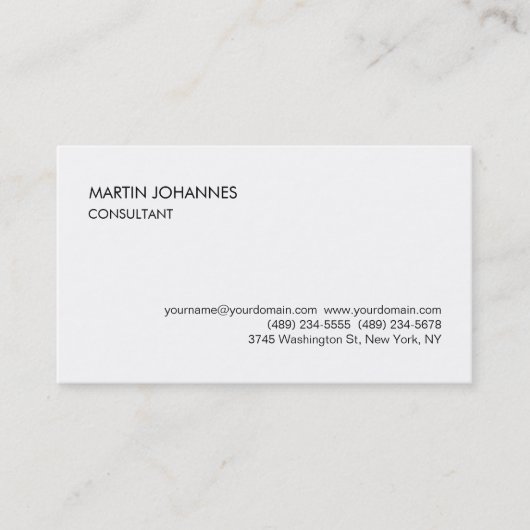 Elegante Einfache Schlichte Schwarz-weiße Visitenk Visitenkarte (Vorderseite)