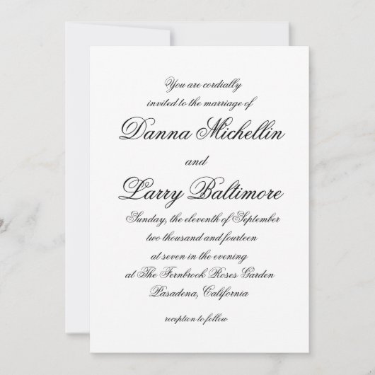 Elegante einfache Schreibweise Einladung zur Hochz (Vorderseite)