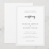 Elegante einfache Schrift Kalligrafie Weiße Hochze Einladung (Vorne/Hinten)