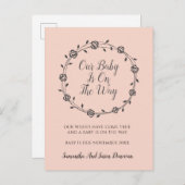 Elegante einfache Schwangerschaft Blütenblüte und Ankündigungspostkarte (Vorne/Hinten)