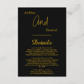 Elegante, einfache Schwarz-Gold-Hochzeit Begleitkarte (Vorderseite)