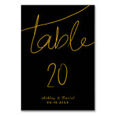 Elegante, einfache Schwarz-Gold-Hochzeit Tischnummer (Vorderseite)