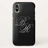 Elegante einfache Schwarz-Grau-Monogramm-Initialen Case-Mate iPhone Hülle (Rückseite)