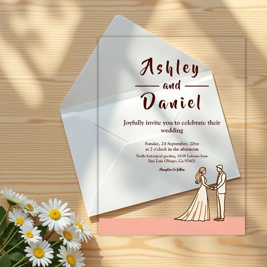 Elegante einfache Schwarz-Weiß-Braut-Hochzeit Acryleinladungen