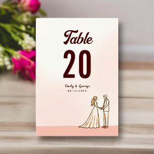 Elegante einfache Schwarz-Weiß-Braut-Hochzeit Tischnummer