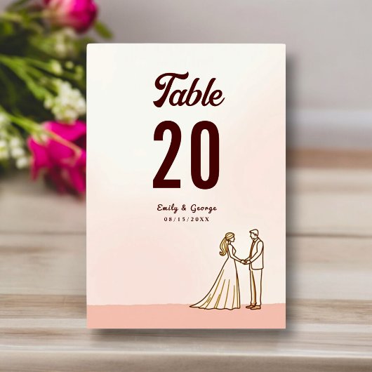 Elegante einfache Schwarz-Weiß-Braut-Hochzeit Tischnummer