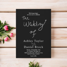 Elegante, einfache Schwarz-Weiß-Chic Moderne Hochz Einladung