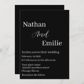 Elegante, einfache Schwarz-Weiß-Einladung Einladung (Vorne/Hinten)