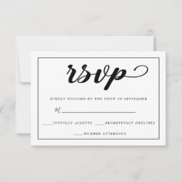 Elegante, einfache Schwarz-Weiß-Gerahmte UAWG RSVP Karte