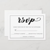 Elegante, einfache Schwarz-Weiß-Gerahmte UAWG RSVP Karte (Vorne/Hinten)