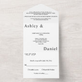 Elegante, einfache Schwarz-Weiß-Hochzeit All In One Einladung (Innen Boden)