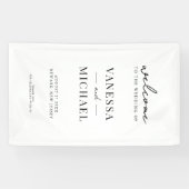 Elegante einfache Schwarz-Weiß-Hochzeit Banner (Horizontal)