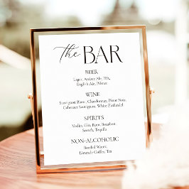 Elegante einfache Schwarz-Weiß-Hochzeit-Bar Poster