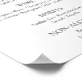 Elegante einfache Schwarz-Weiß-Hochzeit-Bar Poster (Ecke)