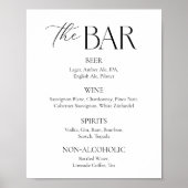 Elegante einfache Schwarz-Weiß-Hochzeit-Bar Poster (Vorne)