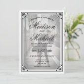 Elegante einfache Schwarz-Weiß-Hochzeit Einladung (Stehend Vorderseite)