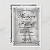 Elegante einfache Schwarz-Weiß-Hochzeit Einladung (Vorne/Hinten)