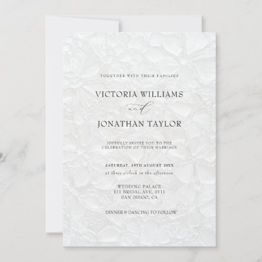 Elegante, einfache Schwarz-Weiß-Hochzeit Einladung (Vorderseite)