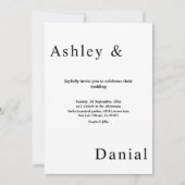 Elegante, einfache Schwarz-Weiß-Hochzeit Einladung (Vorderseite)