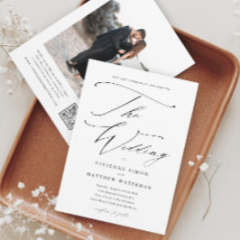 Elegante einfache Schwarz-Weiß-Hochzeit Einladung