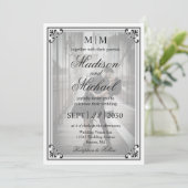 Elegante, einfache Schwarz-Weiß-Hochzeit-Einladung Einladung (Stehend Vorderseite)