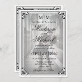 Elegante, einfache Schwarz-Weiß-Hochzeit-Einladung Einladung (Vorne/Hinten)