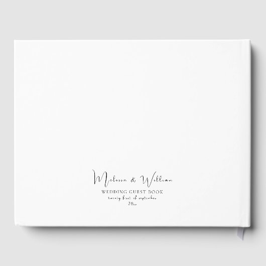 Elegante einfache Schwarz-Weiß-Hochzeit Gästebuch (Rückseite)