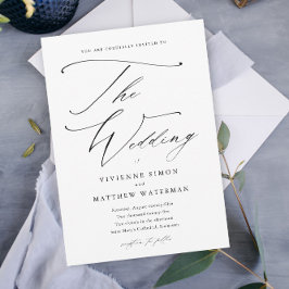 Elegante einfache Schwarz-Weiß-Hochzeit Magneteinladung