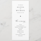 Elegante einfache Schwarz-Weiß-Hochzeit Programm (Vorderseite)