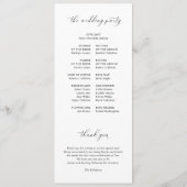 Elegante einfache Schwarz-Weiß-Hochzeit Programm (Rückseite)