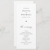 Elegante einfache Schwarz-Weiß-Hochzeit Programm (Vorne/Hinten)