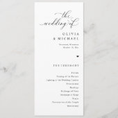 Elegante einfache Schwarz-Weiß-Hochzeit Programm (Vorderseite)