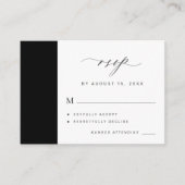 Elegante, einfache Schwarz-Weiß-Hochzeit RSVP Begleitkarte (Vorderseite)