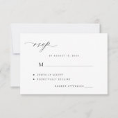 Elegante, einfache Schwarz-Weiß-Hochzeit RSVP Karte (Vorderseite)