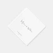 Elegante einfache Schwarz-Weiß-Hochzeit Serviette (Ecke)