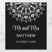 Elegante, einfache Schwarz-Weiß-Hochzeit Weinetikett (Einzelnes Label)